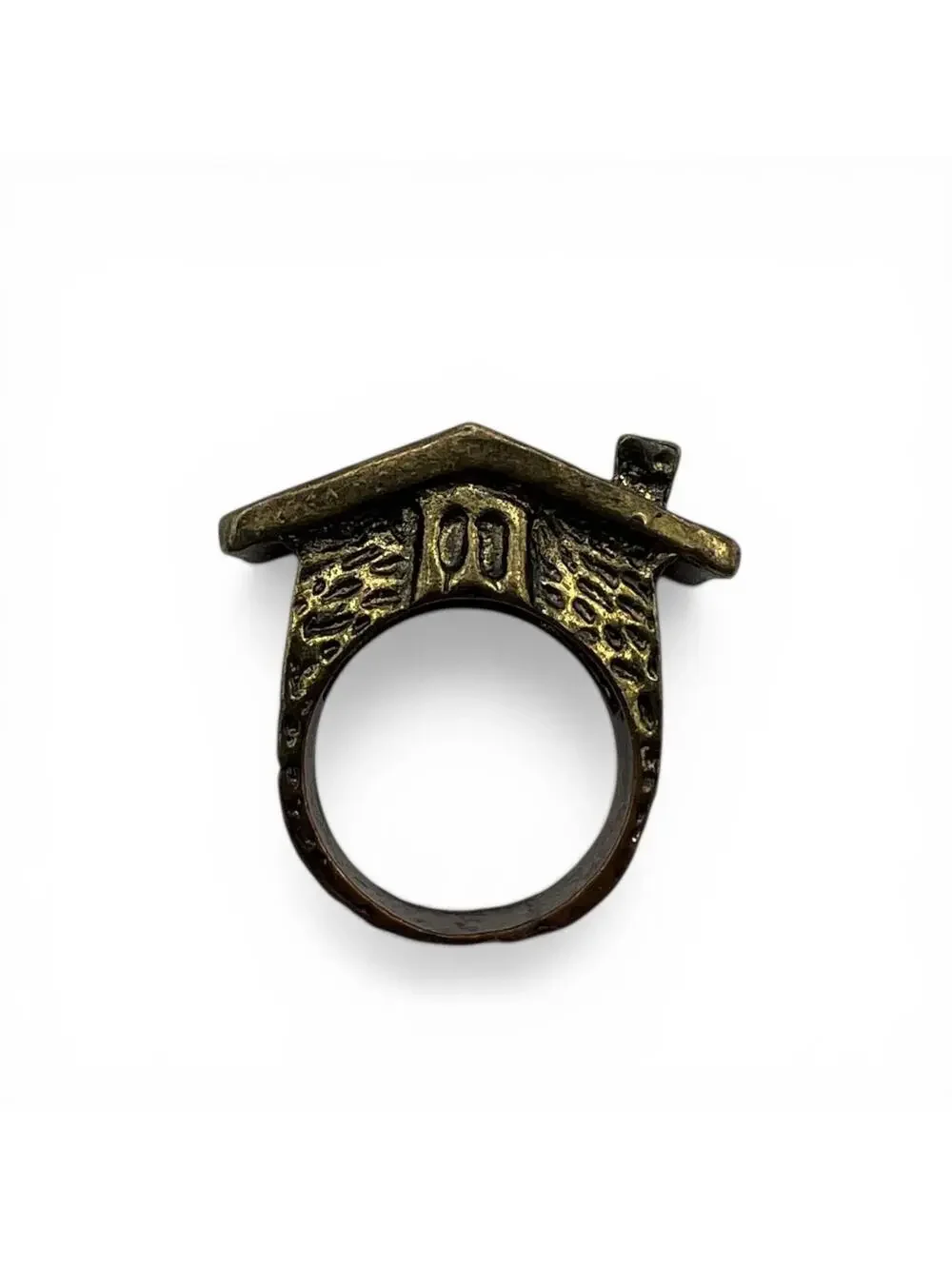 Vintage Bronze Tone House Shaped Ring Size 7